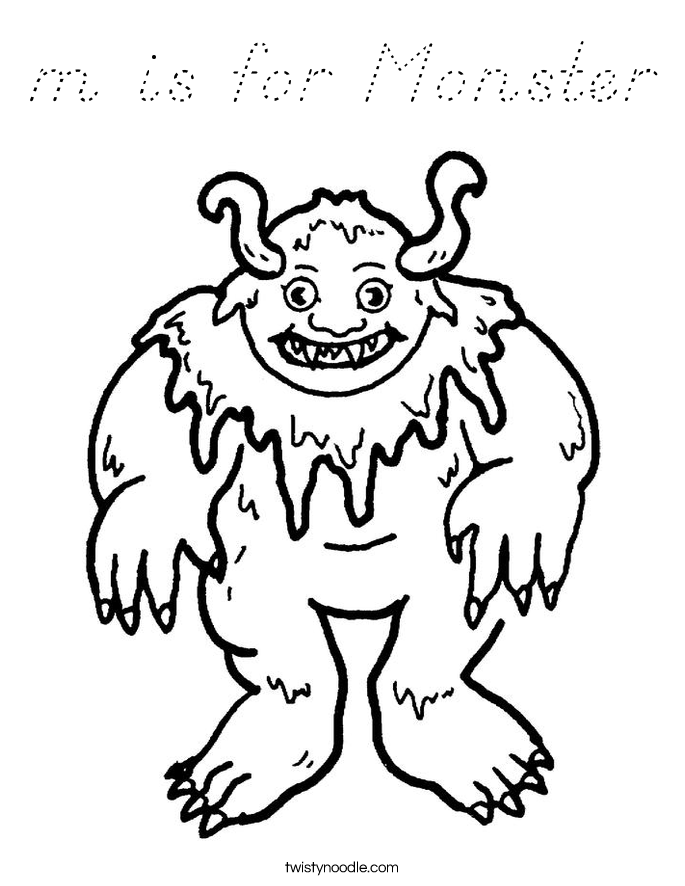 m is for Monster Coloring Page