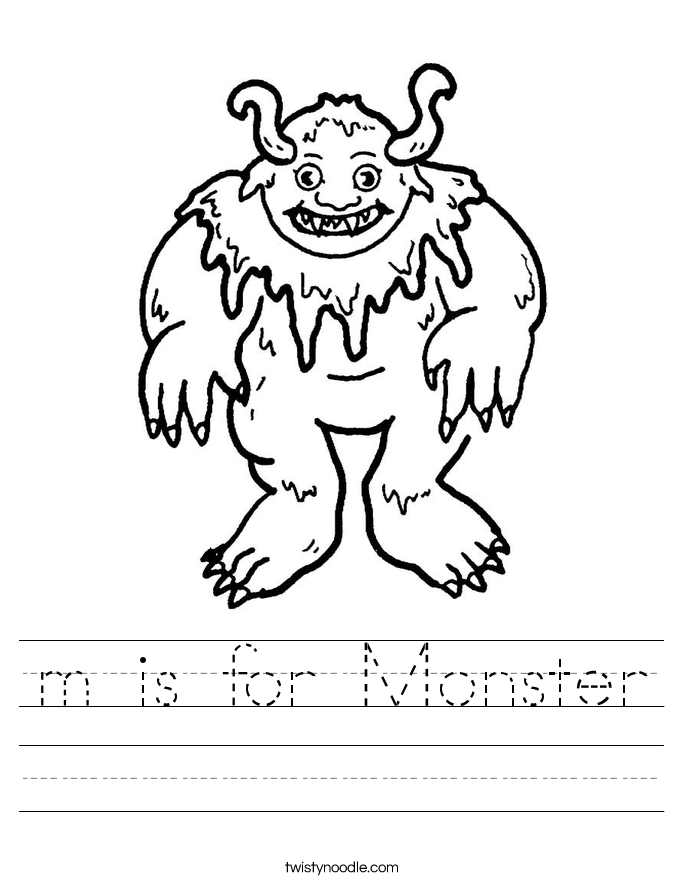 m is for Monster Worksheet - Twisty Noodle