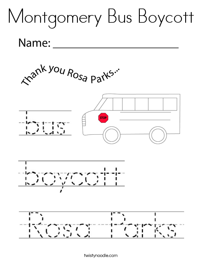 Montgomery Bus Boycott Coloring Page