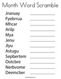 Month Word Scramble Coloring Page