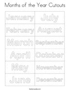 Months of the Year Cutouts Coloring Page