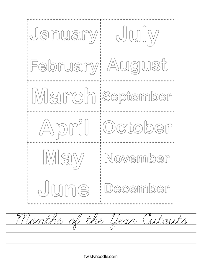 Months of the Year Cutouts Worksheet