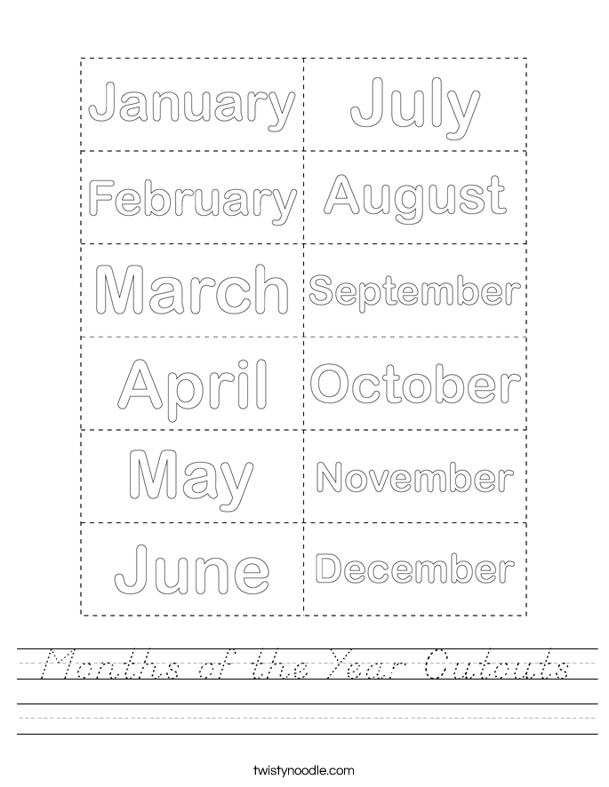 Months of the Year Cutouts Worksheet