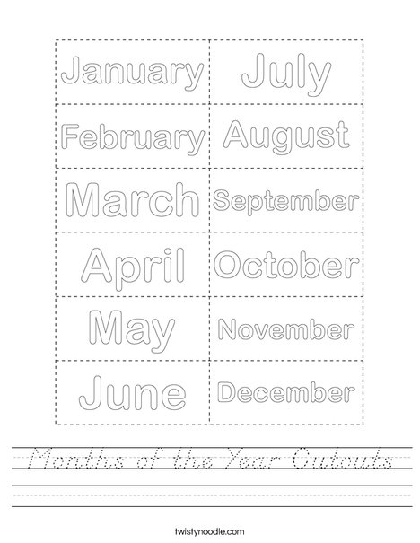 Months of the Year Cutouts Worksheet