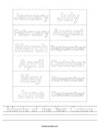 Months of the Year Cutouts Handwriting Sheet