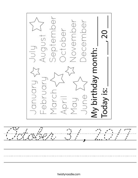 Months of the Year Placemat Worksheet