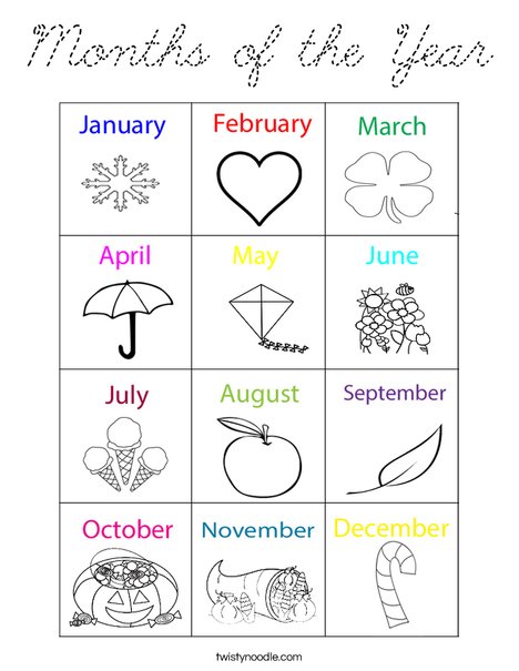 Months Coloring Page