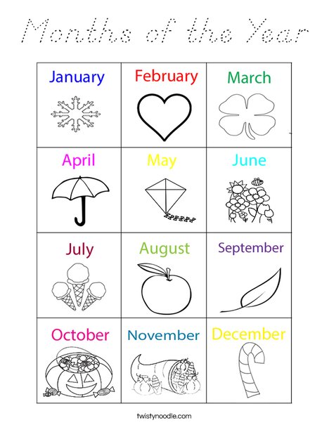 Months Coloring Page