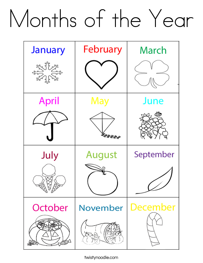 Months of the Year Coloring Page