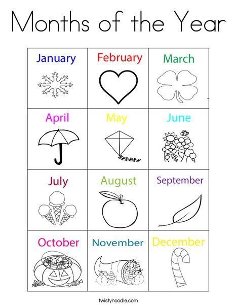 Months Coloring Page