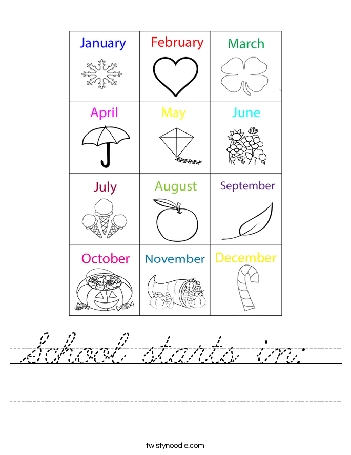 School starts in:  Worksheet