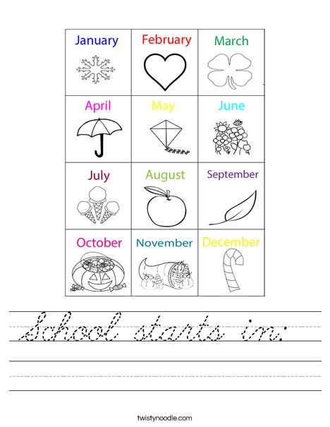 Months Worksheet