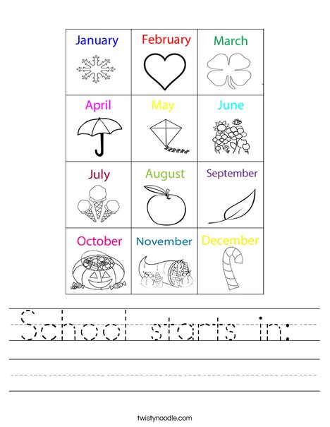 Months Worksheet