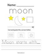 Moon starts with Handwriting Sheet