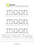 Moon Word Tracing Worksheet