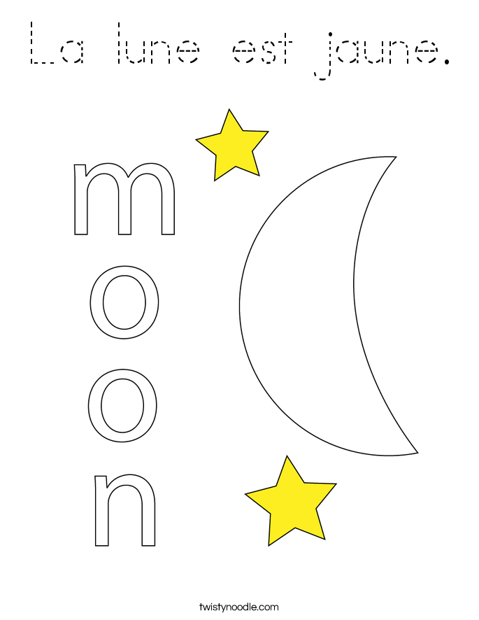 La lune est jaune. Coloring Page