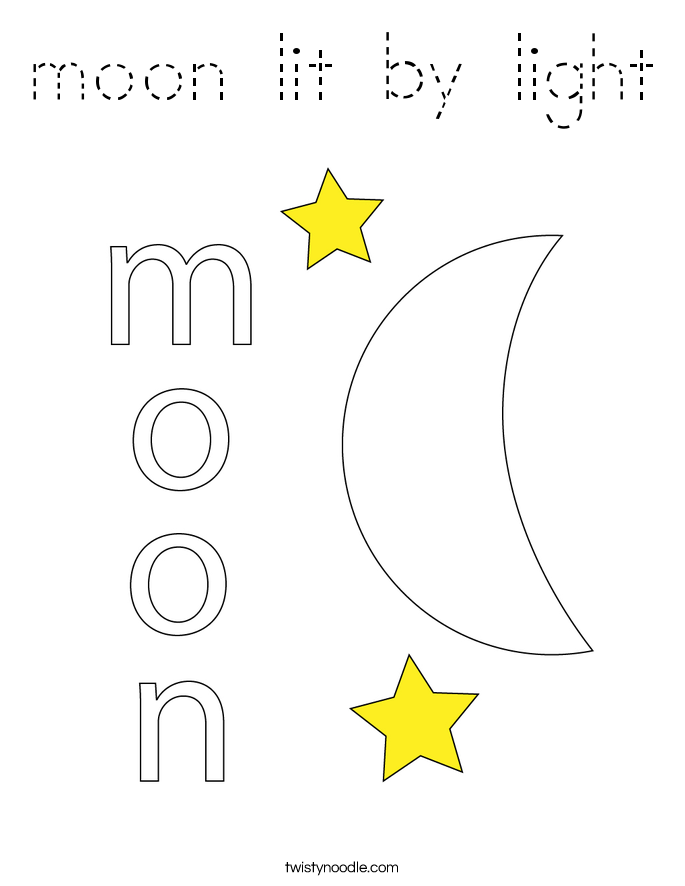 moon lit by light Coloring Page