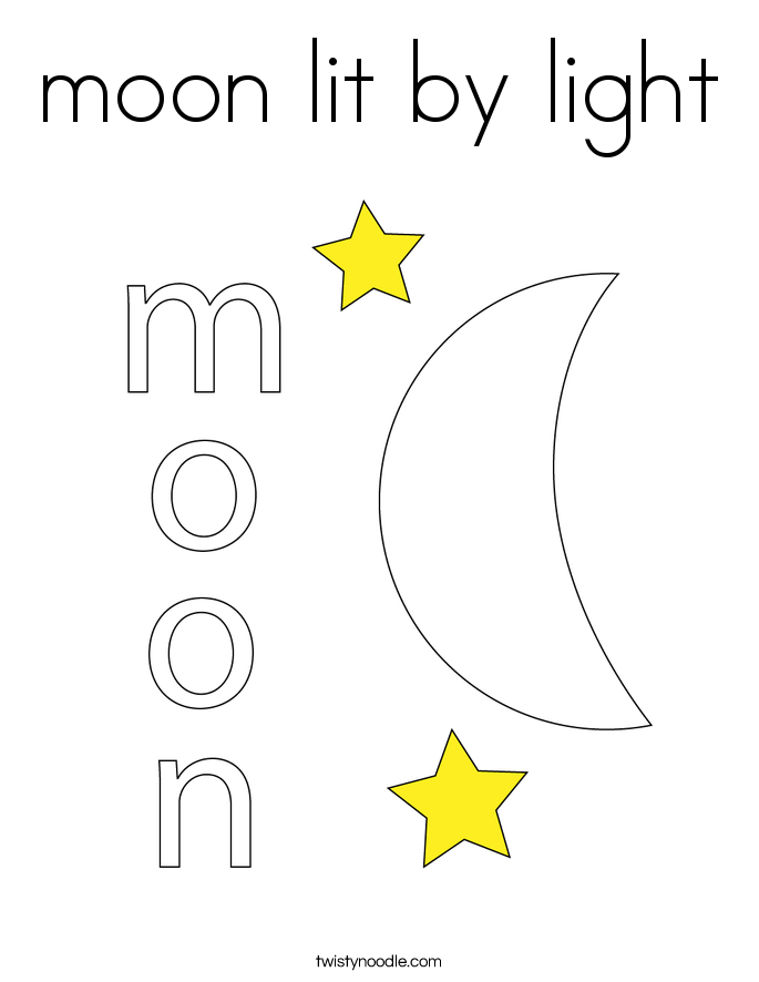 moon lit by light Coloring Page