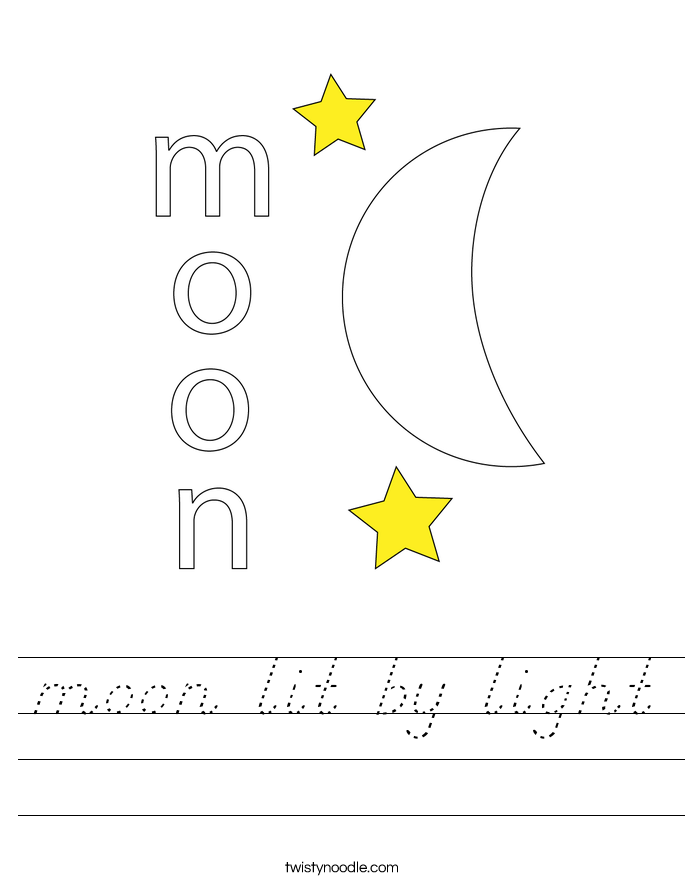 moon lit by light Worksheet