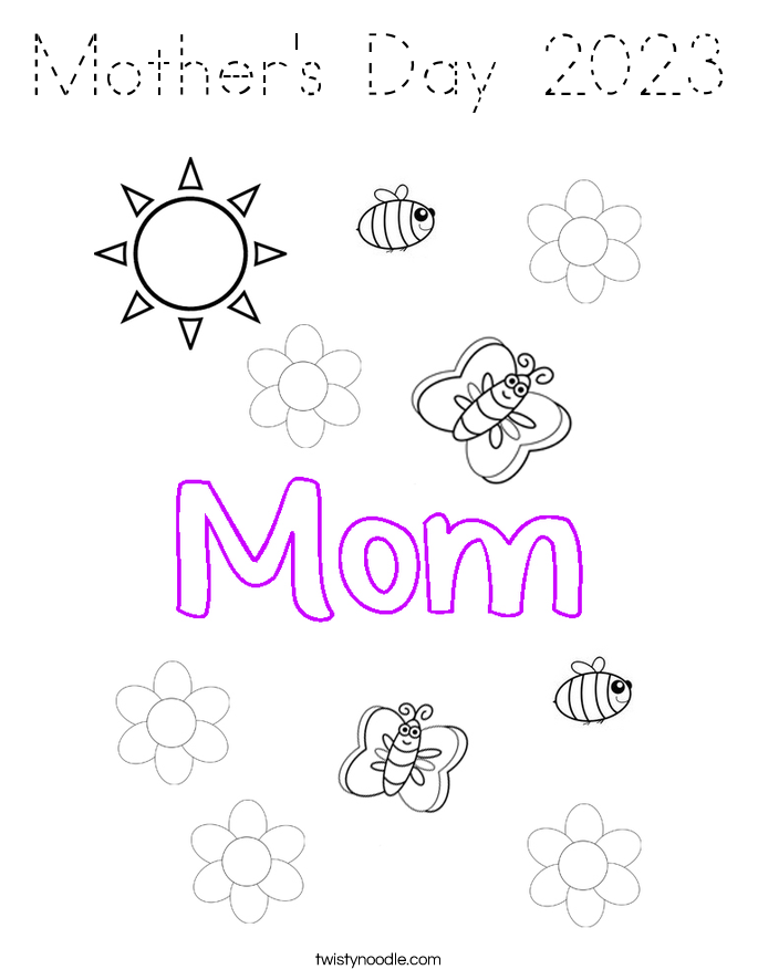 Mother's Day 2023 Coloring Page Tracing Twisty Noodle