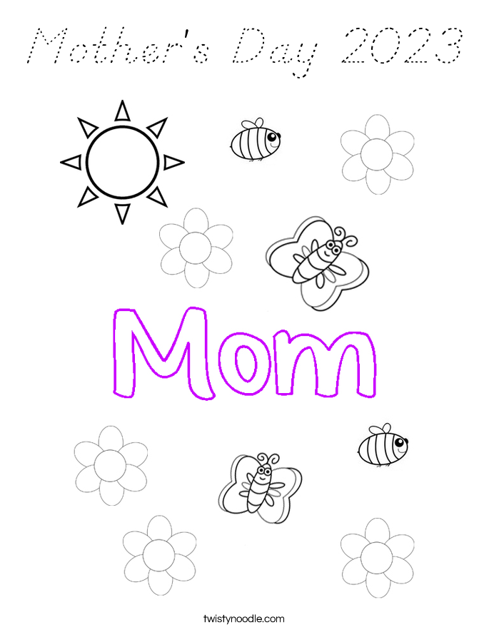 Mother's Day 2023 Coloring Page D'Nealian Twisty Noodle