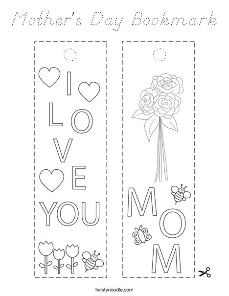 Mother's Day Bookmark Coloring Page