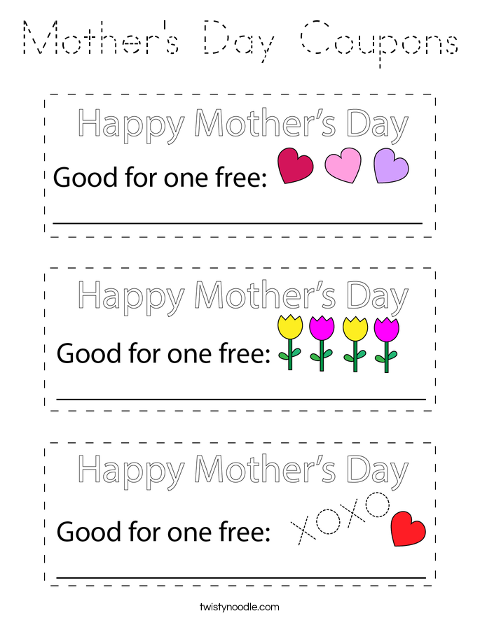 Mother's Day Coupons Coloring Page