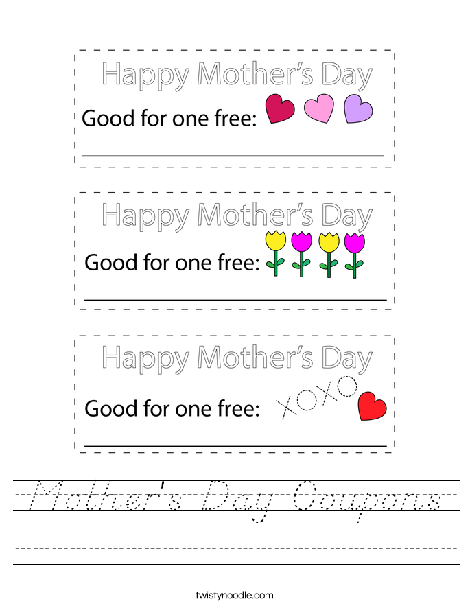 Mother's Day Coupons Worksheet