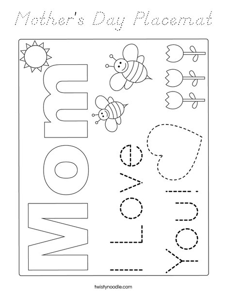 Mother's Day Placemat Coloring Page