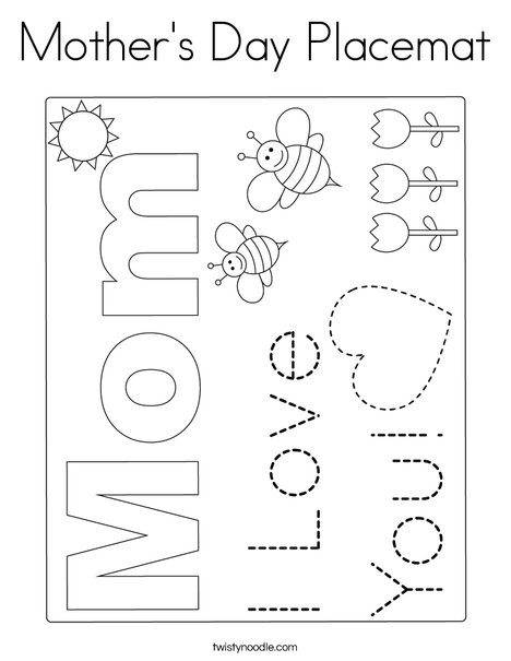 Mother's Day Placemat Coloring Page