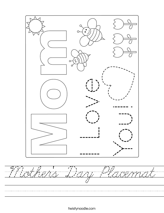 Mother's Day Placemat Worksheet