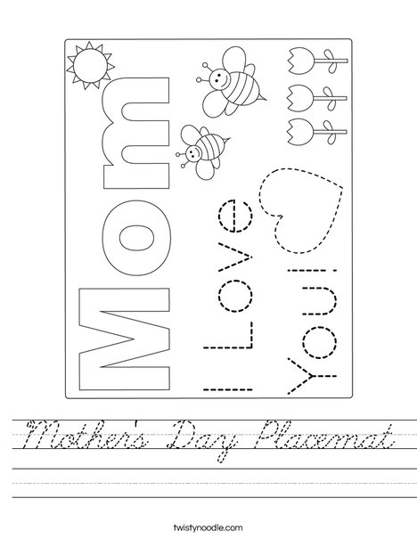 Mother's Day Placemat Worksheet