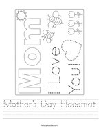 Mother's Day Placemat Handwriting Sheet