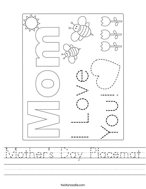 Mother's Day Placemat Worksheet