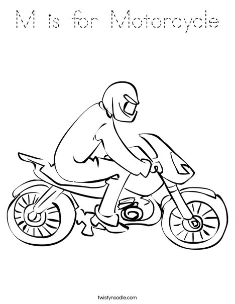 Motorcycle with Driver Coloring Page