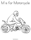 M is for Motorcycle Coloring Page