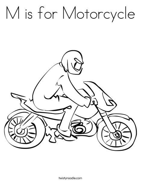 Motorcycle with Driver Coloring Page