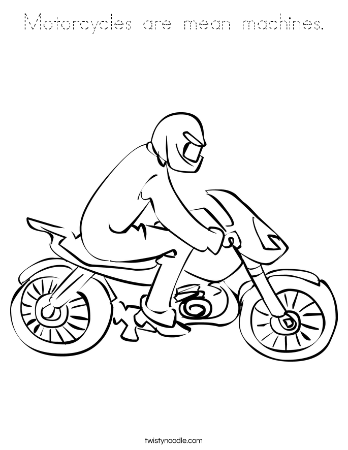 Motorcycles are mean machines. Coloring Page