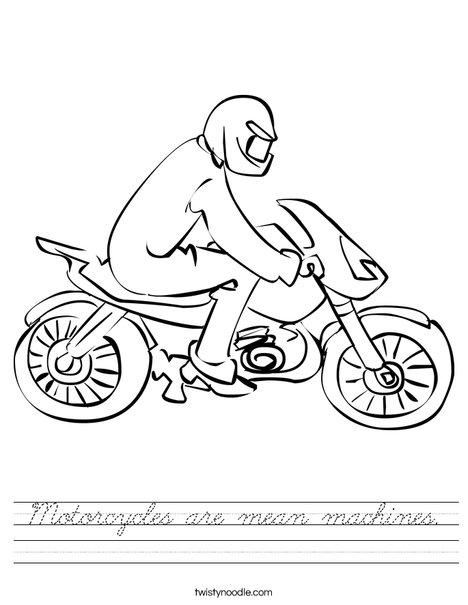 Motorcycle with Driver Worksheet
