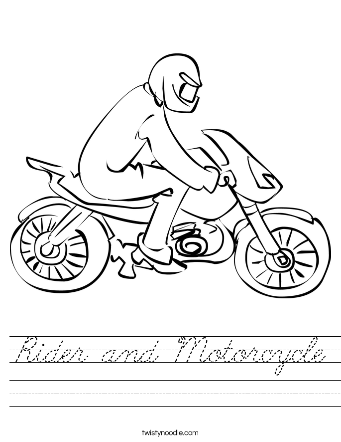 Rider and Motorcycle Worksheet