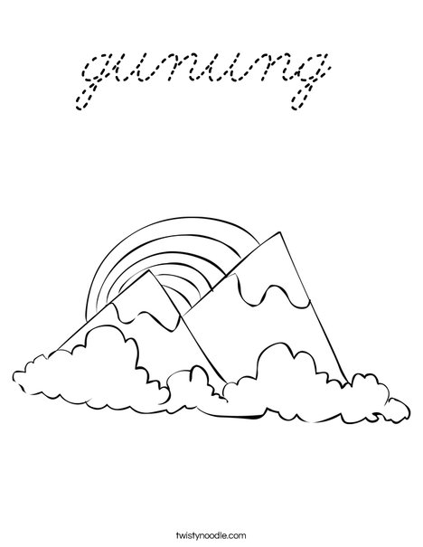 Mountains with a Rainbow Coloring Page