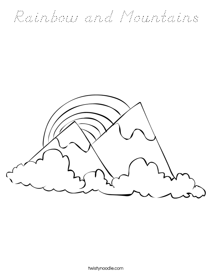 Rainbow and Mountains Coloring Page