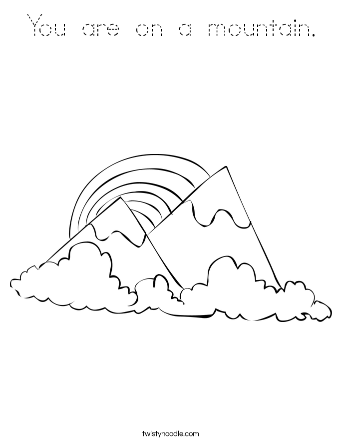 You are on a mountain. Coloring Page
