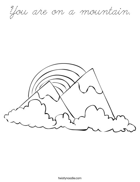 Mountains with a Rainbow Coloring Page