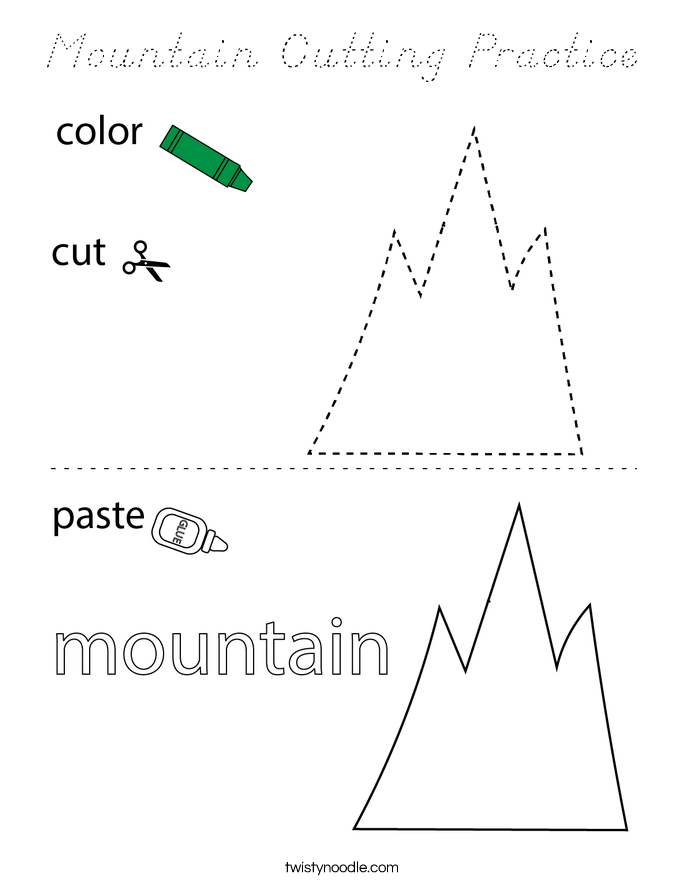 Mountain Cutting Practice Coloring Page