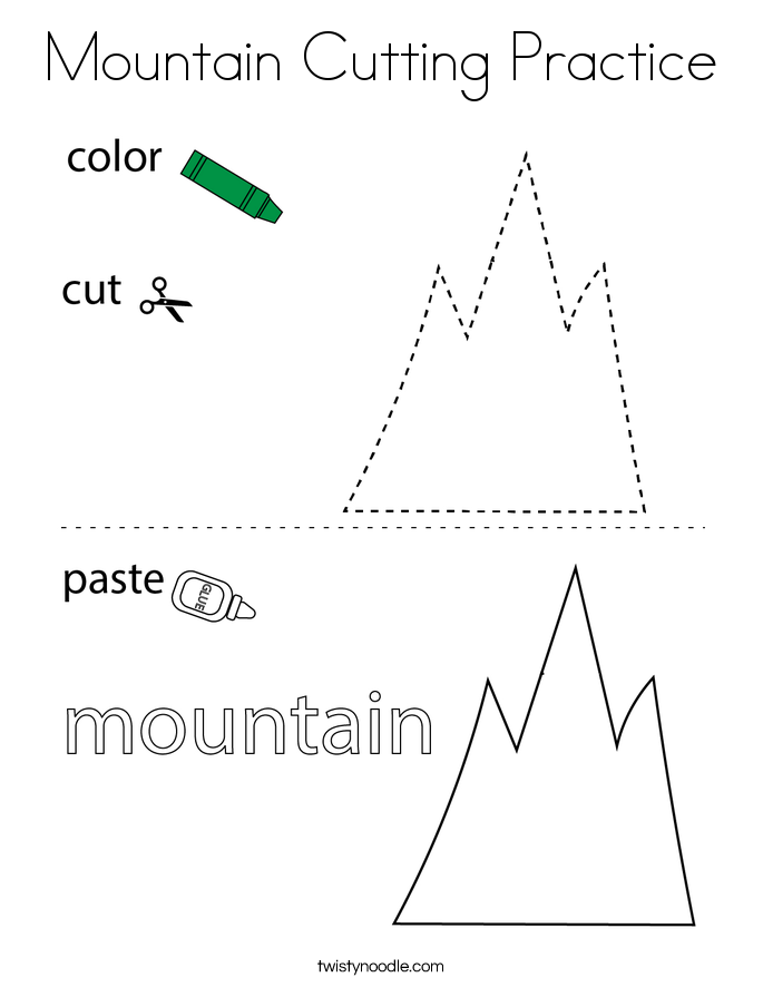 Mountain Cutting Practice Coloring Page