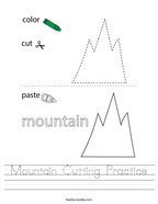 Mountain Cutting Practice Handwriting Sheet