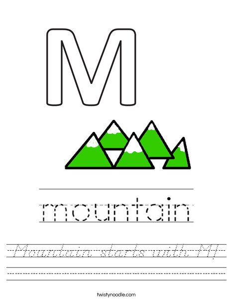 Mountain starts with M! Worksheet