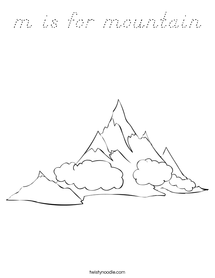 m is for mountain Coloring Page