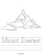 Mount Everest Handwriting Sheet